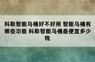 科勒智能马桶好不好用 智能马桶有哪些功能 科勒智能马桶最便宜多少钱